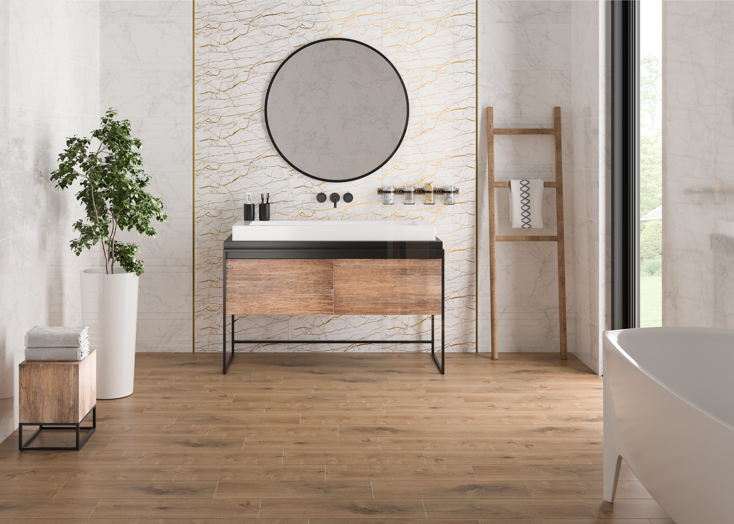 KT2L051DT Calacatta вставка узор белый 29,8x59,8 Cersanit