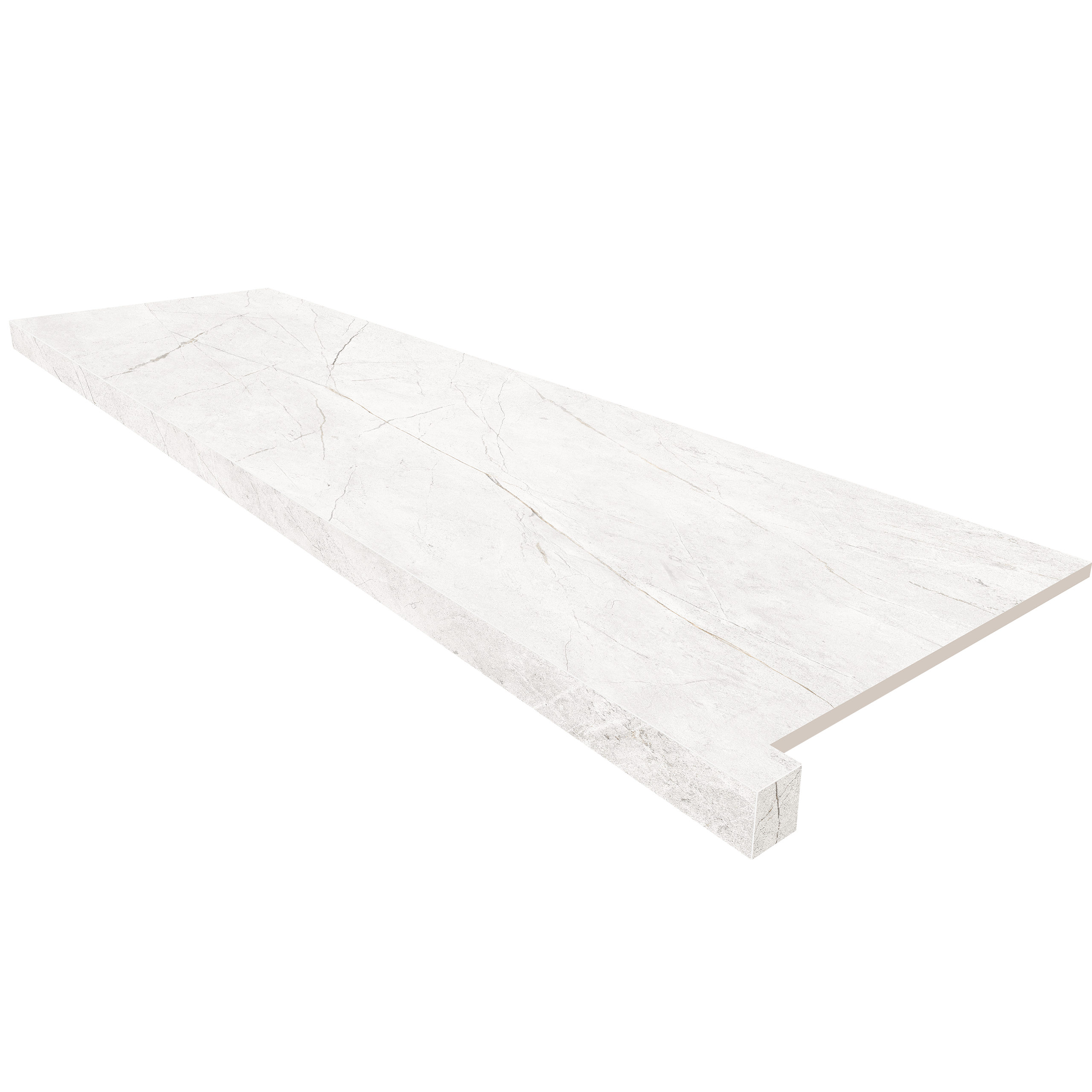 Подоконник угловой NL00 Nolana White Неполированный с боковым выступом (левый) 33х120 Estima