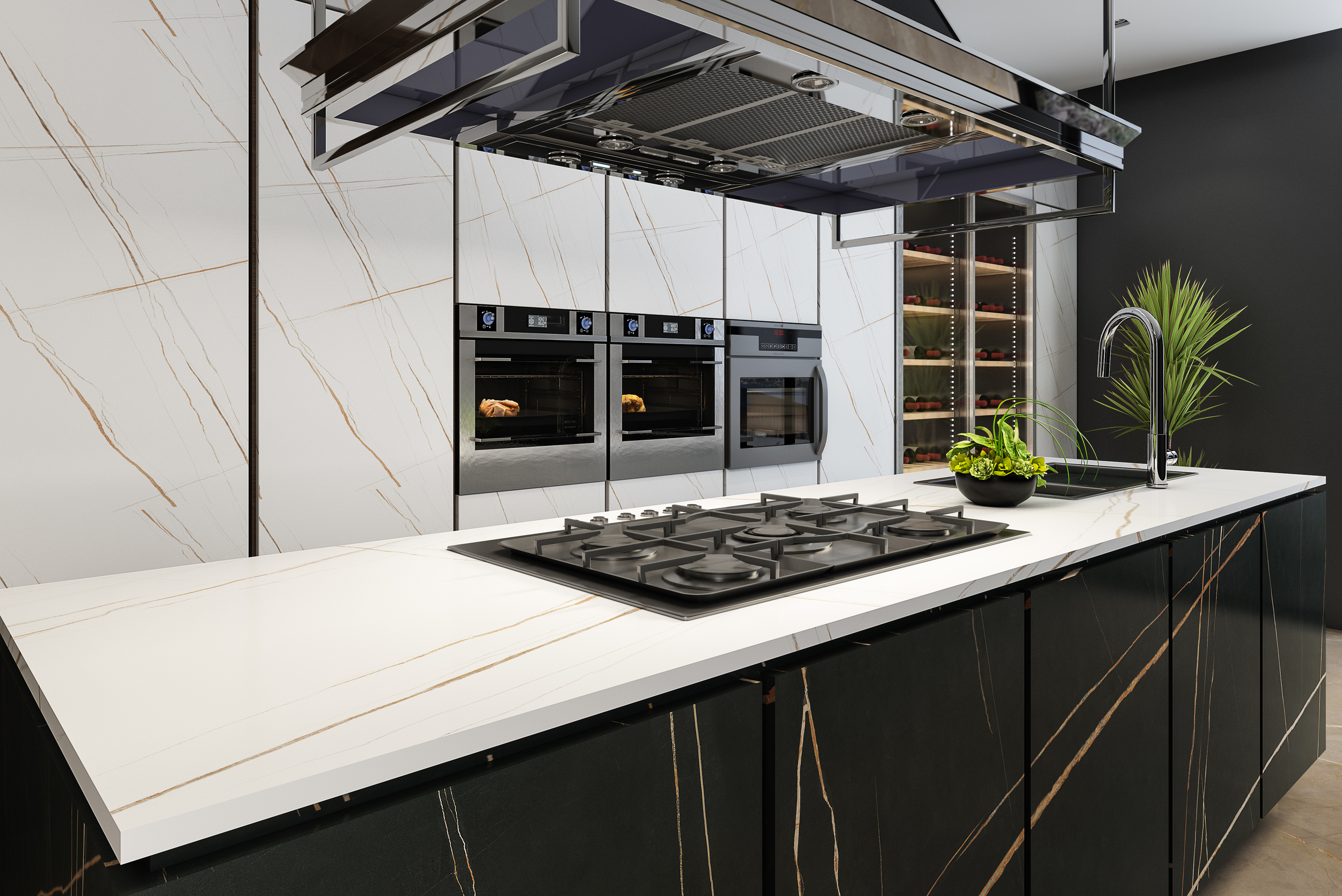 Laurent Gilded White Satin Спеченный камень 1200x2400x6 Delfone фото 2