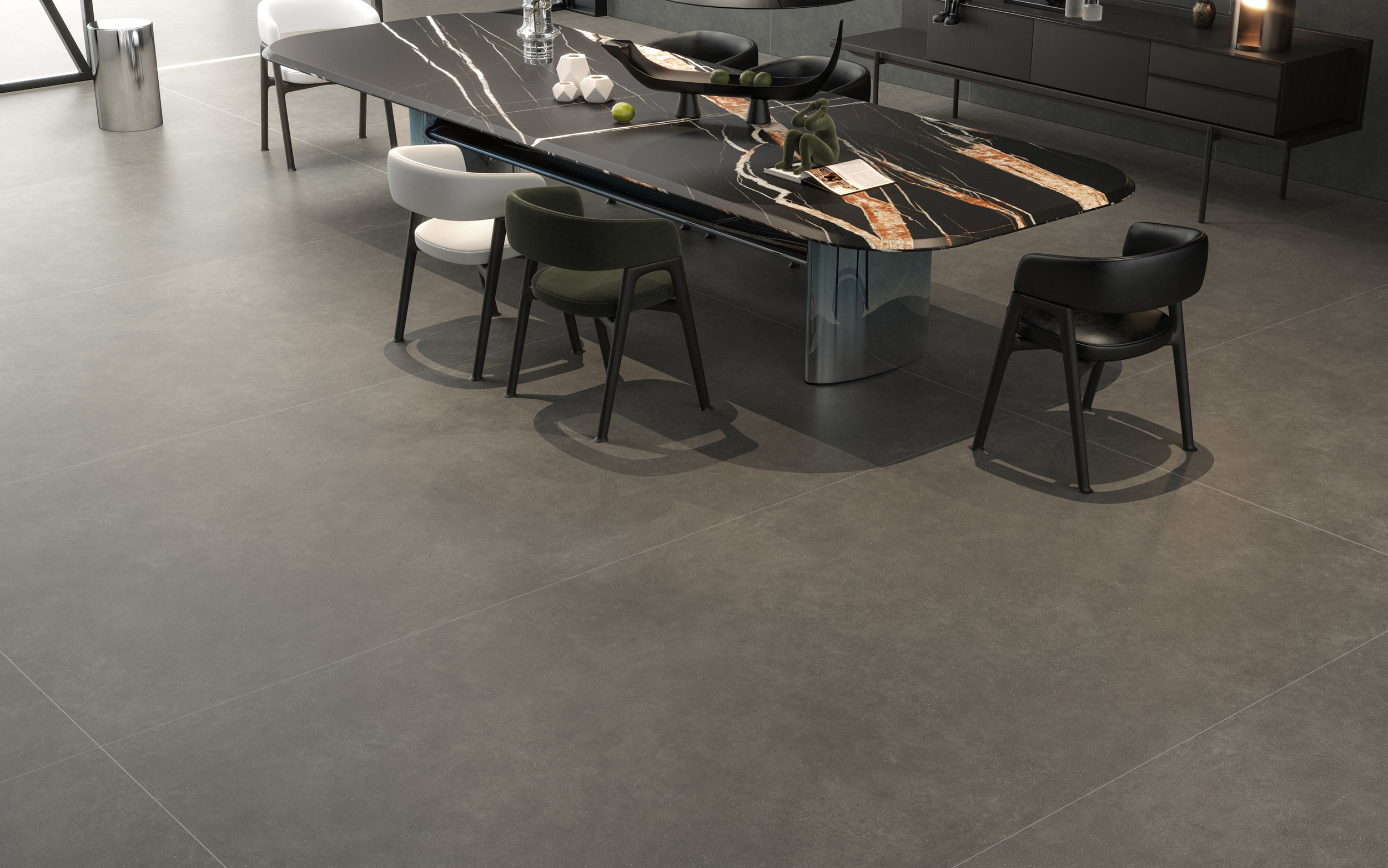 Plain Cement Cream-White Matt Спеченный камень 1200x2700x6 Delfone фото 4