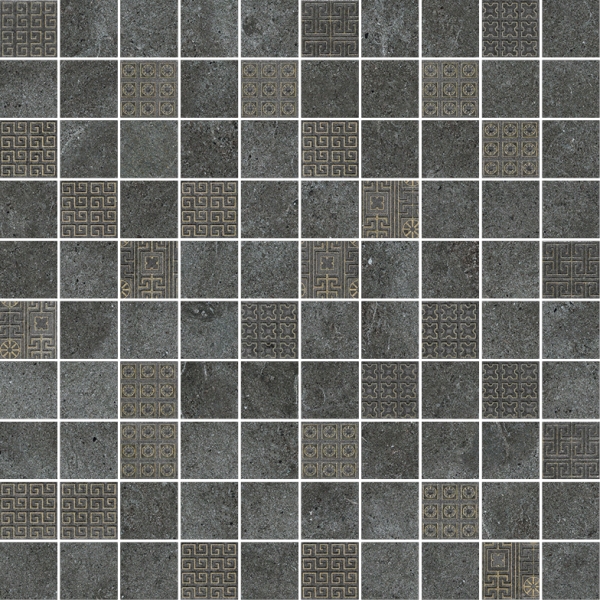 261213 GREEK MOSAICI T100 DECORATO ANTRACITE 40x40 Versace (Gardenia Orchidea)
