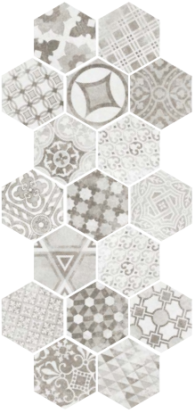 22099 Hexatile Cement Garden Grey 17,5x20 (17 видов паттерна) EQUIPE