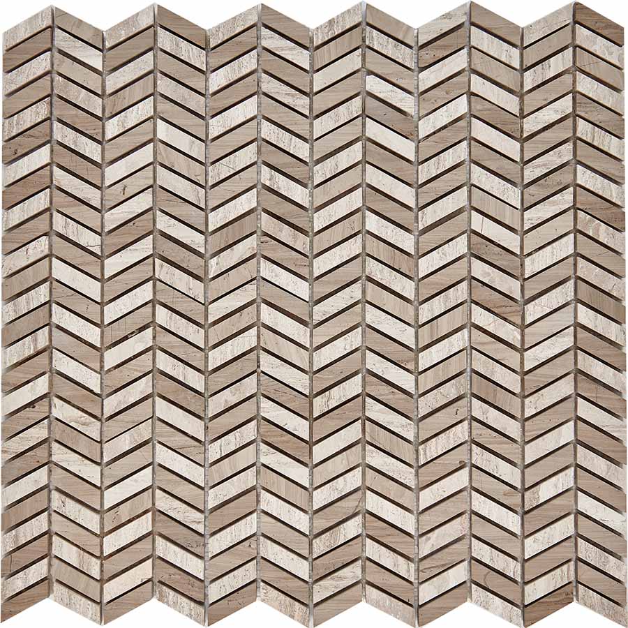 PIX288 Shevron White Wooden, Athens Grey из мрамора полированная 27x10 298х307x8 Pixmosaic
