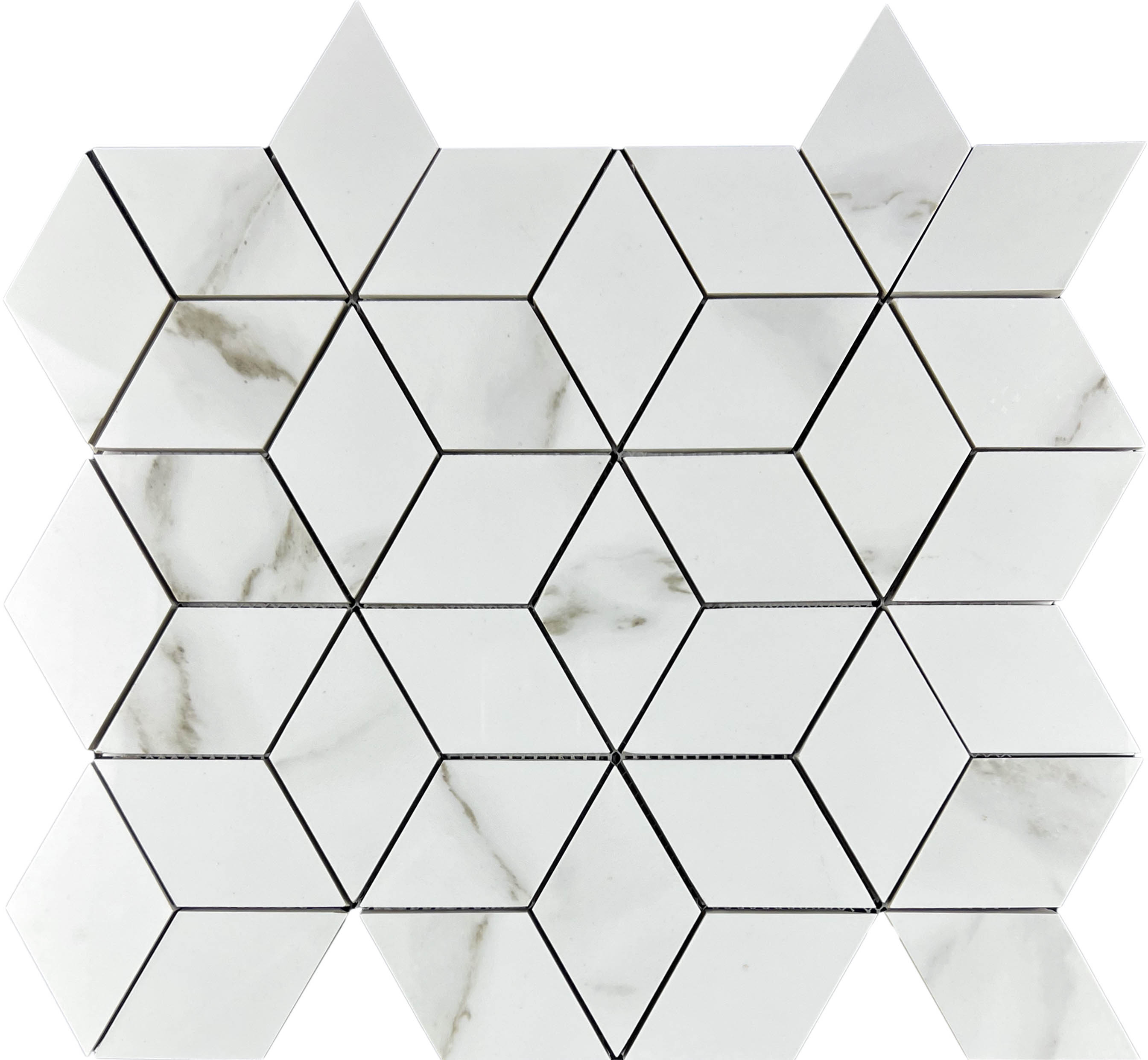 Mosaic Statuario Eva 3d diamond 37.1x34.7 Velsaa