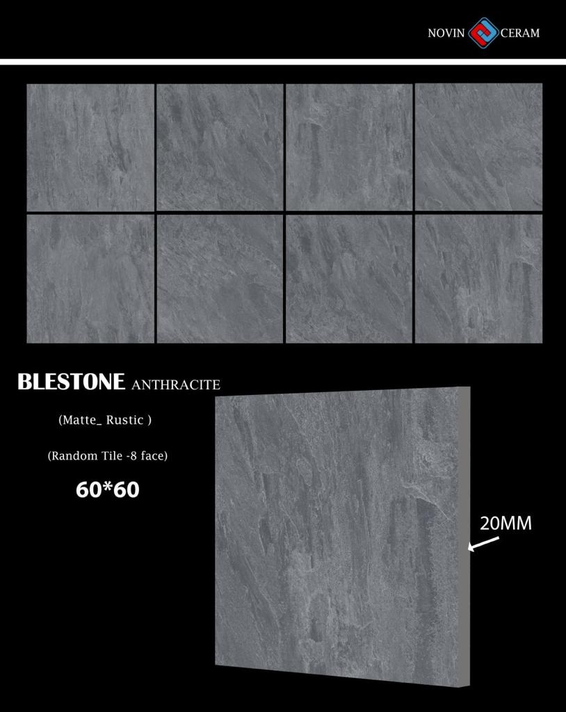 X9528M Blestone Cream Matte Rustic 20mm 60x60 Novin Ceram Yazd Tile Co