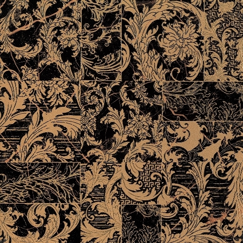 240713 MODULO PATCHWORK NERO 58,5x58,5 Versace (Gardenia Orchidea)