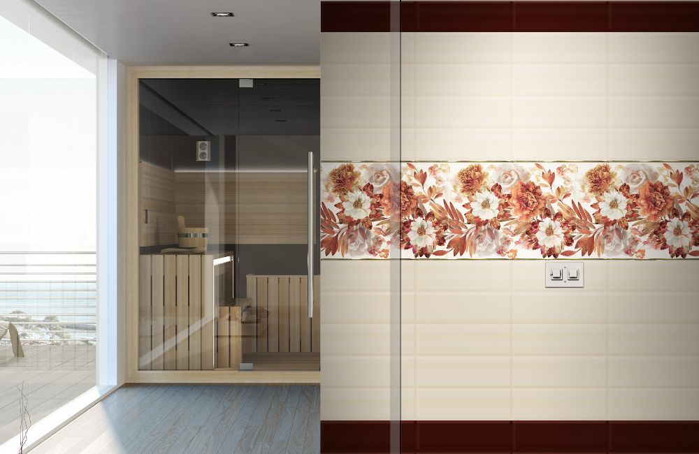 Decor Savage Flowers 02 Marron 15x45 Absolut Keramika