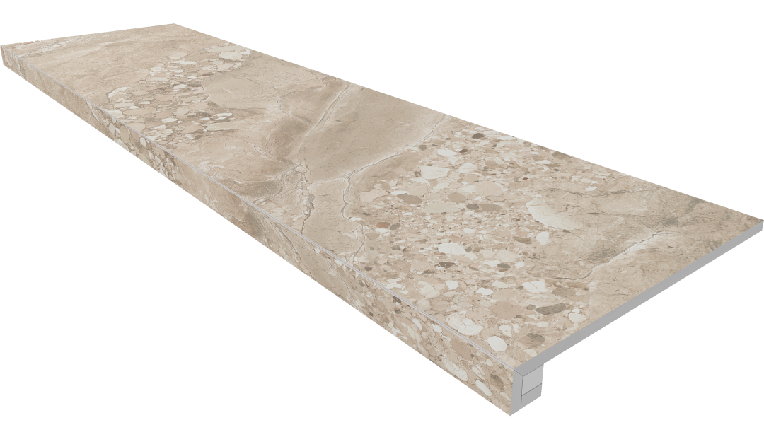 OM02 Oceanmist Beige неполированный 33x120+ Подступенок (14.5x120)) Ametis by Estima
