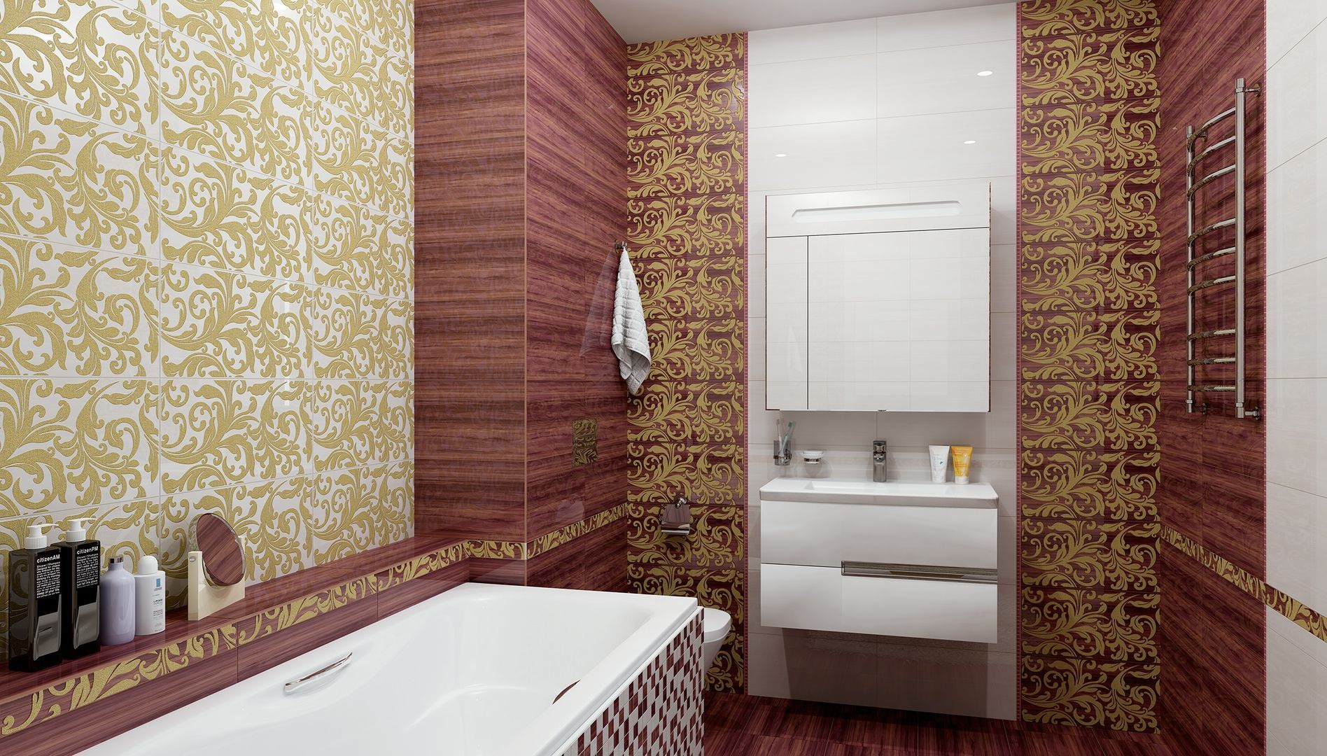 Декор Ампир бордовый 25х50 Laparet