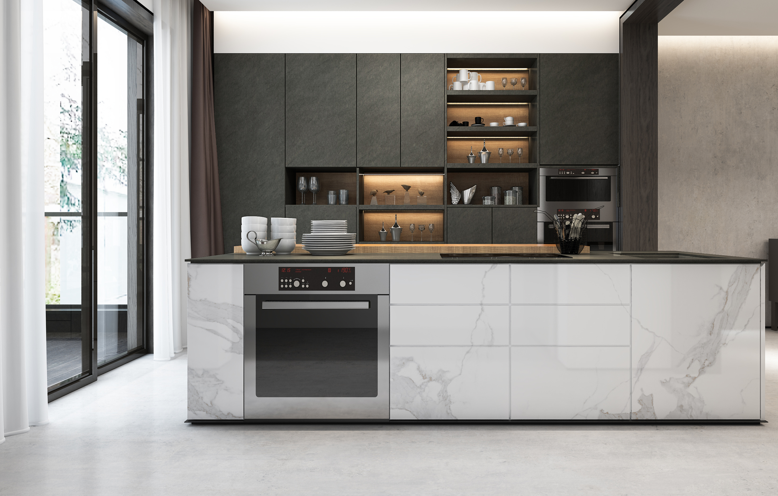 Obsidian Black Matt Спеченный камень 1600x3200x12 Delfone фото 4