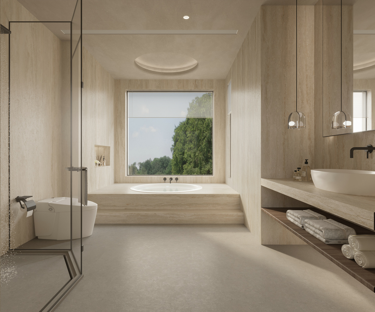 Travertine Beige Спеченный камень 1200x2700x6 Delfone фото 3