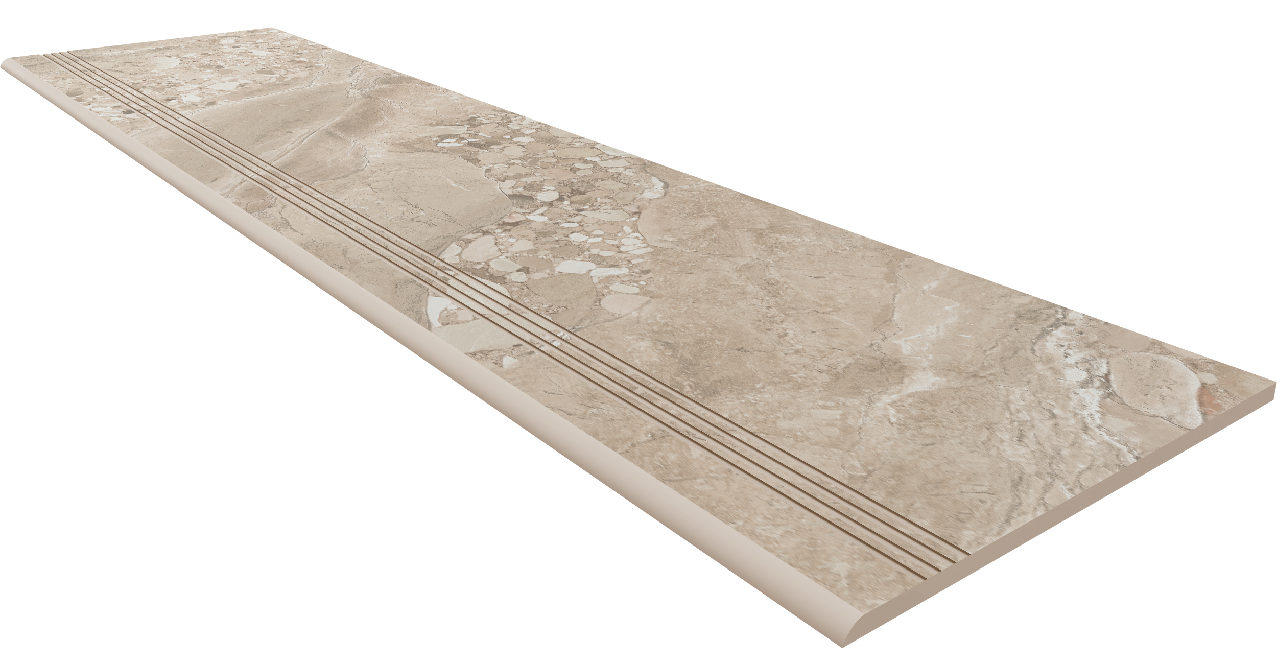 OM02 Ступень Oceanmist Beige неполированная с насечками 30x120 Ametis by Estima