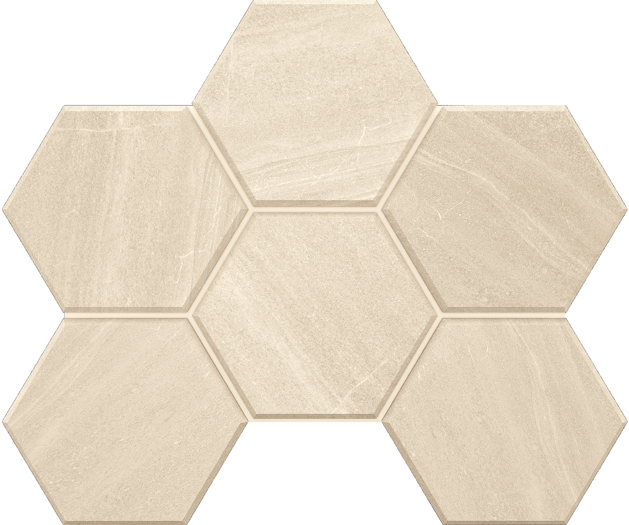 Мозаика GB01 Gabbro Hexagon неполированная 25x28.5 Estima