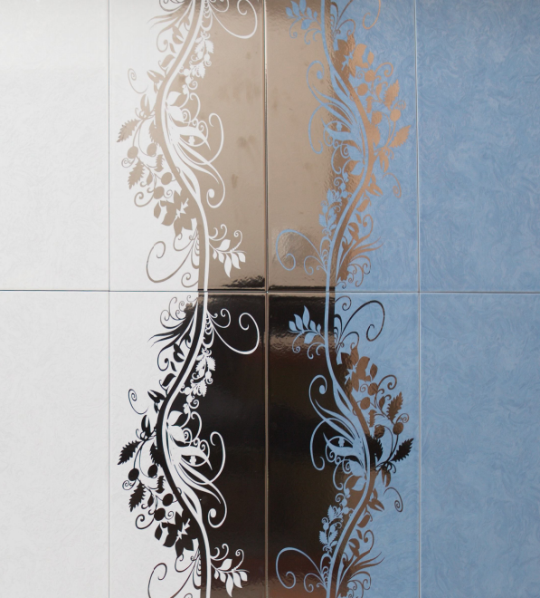 Keret Olga Blanco Plata Decor 25x50 Superceramica