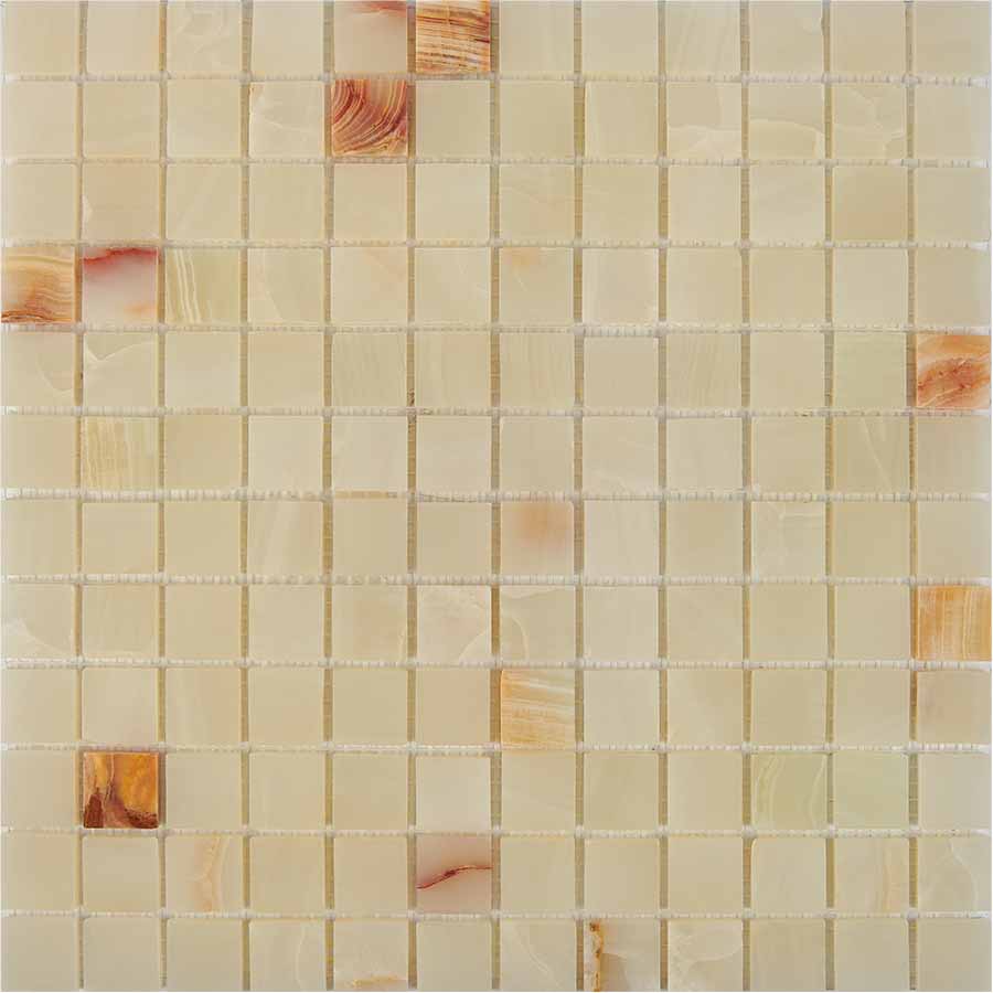 PIX203 White onyx из оникса полированная 23x23 305х305х6 Pixmosaic