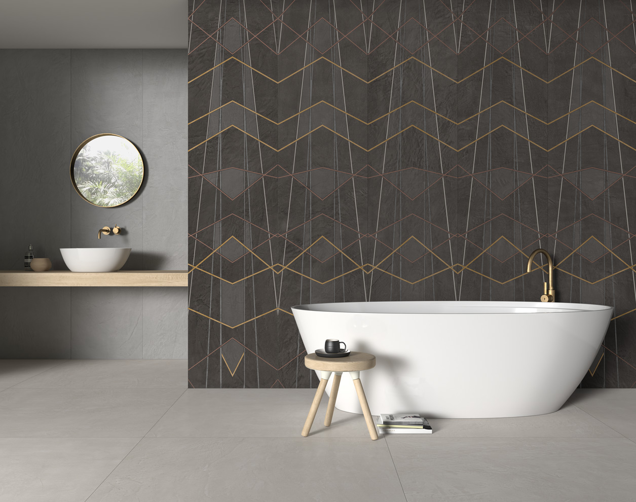 Equinox Anthracite Diamond Decor 6mm 59.55x260 Apavisa Porcelanico
