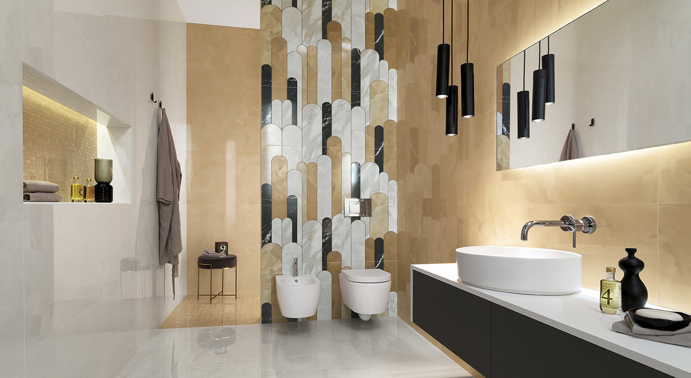 fQJ9 Roma Gold Onice Neve Gres Macromosaico 30x30 FAP Ceramiche
