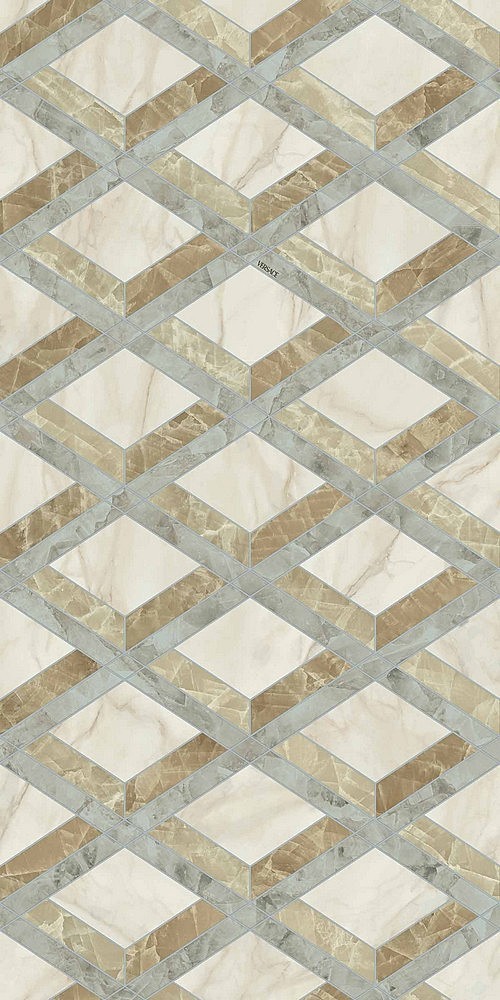 PF60014144 Tarsia Lozenge Avorio Deco Lux 3D Rett 60x120 Versace (Gardenia Orchidea)