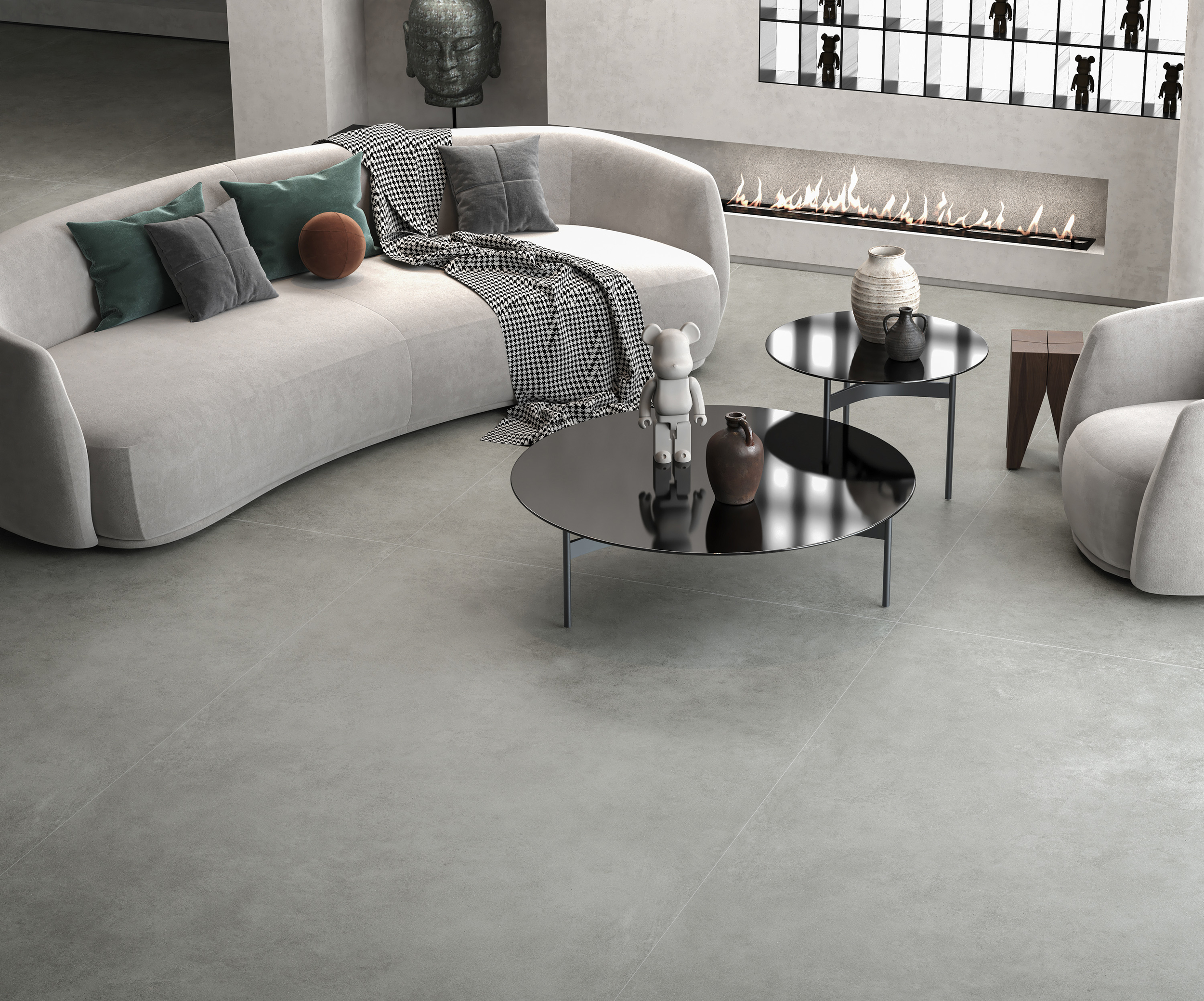 Plain Cement Cream-White Matt Спеченный камень 1200x2700x6 Delfone фото 2