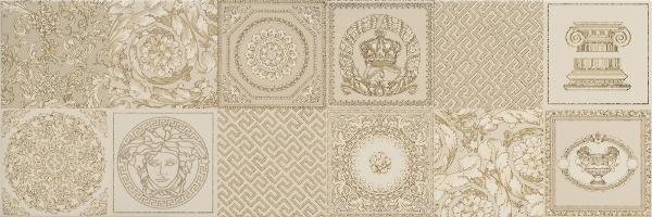 68892 DECORATO CREMA PATCHWORK ORO mix 25x75 Versace (Gardenia Orchidea)