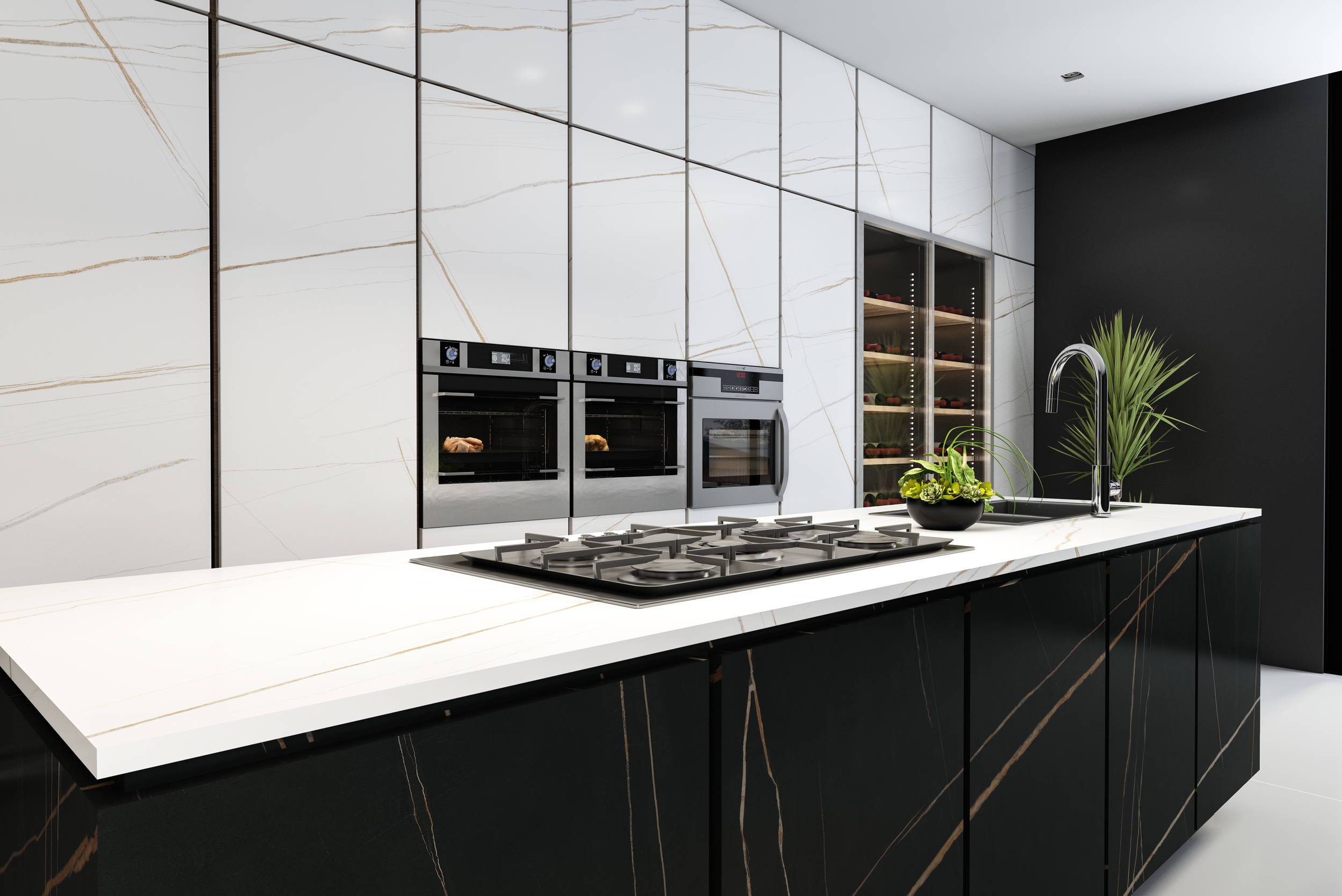 Laurent Black Gold Matt Спеченный камень 1200x2400x6 Delfone фото 3