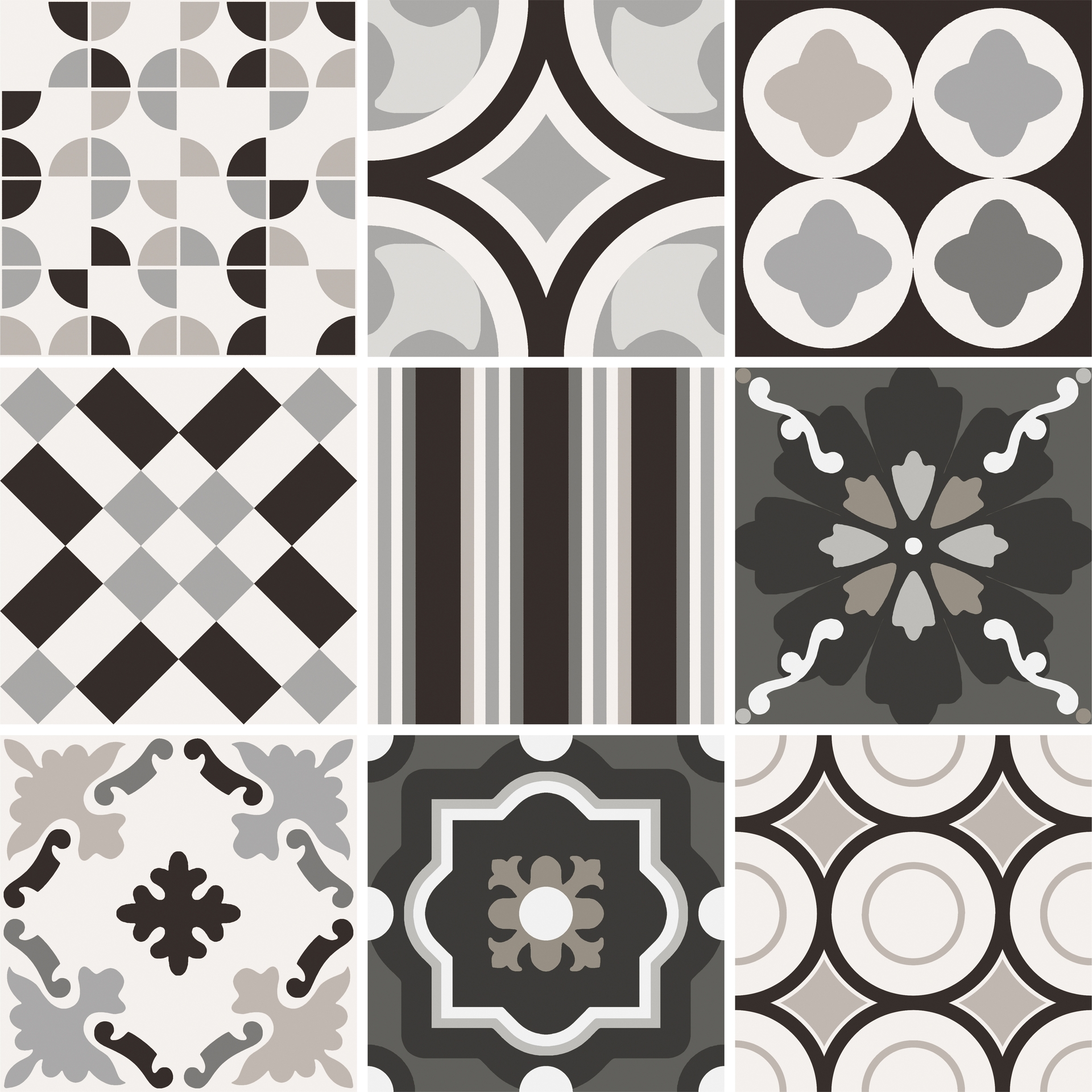 Patchwork black&white Mix 20x20 Sant Agostino