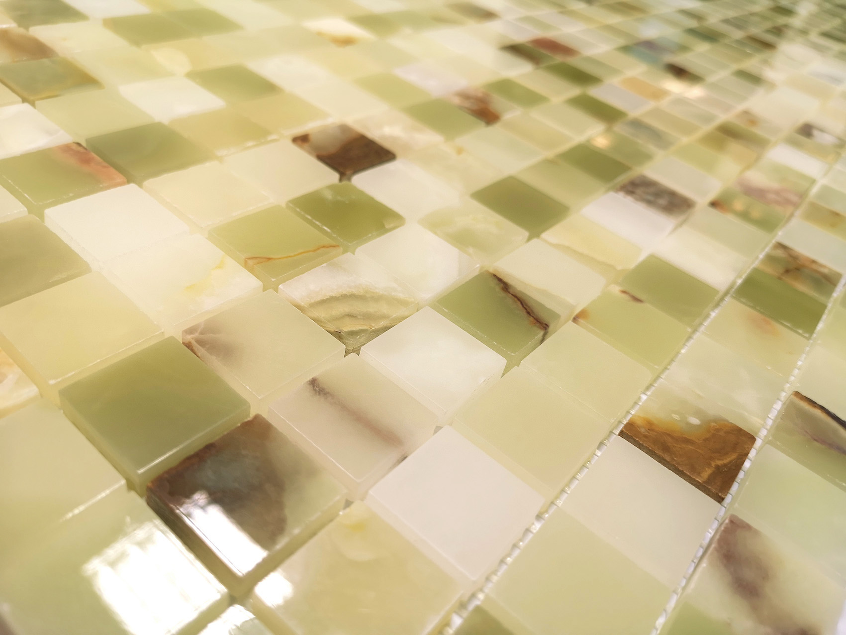 Pietrine Onice Jade Bianco POL 2.3x2.3 29.8x29.8 Caramelle Mosaic фото 24