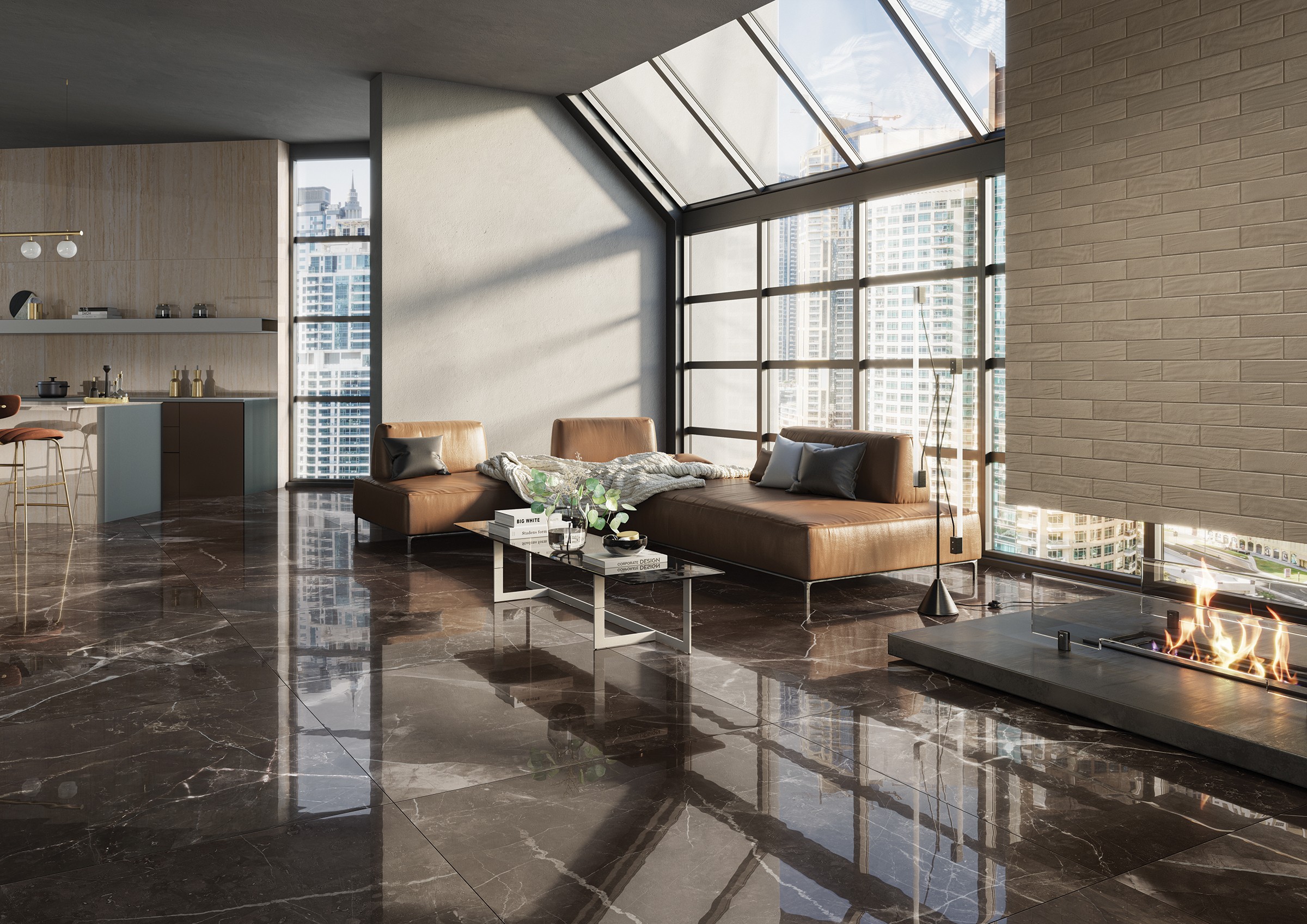 Amani Marble Dark Grey Polished Full Lappato 60x120 RAK Ceramics