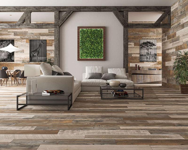 Firewood warm 20x120 Ecoceramic