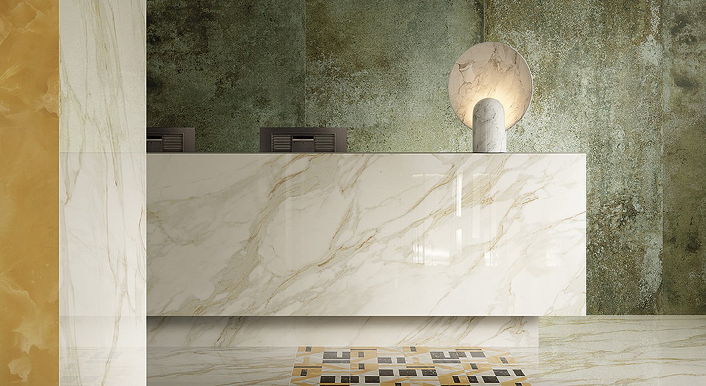 fQJ9 Roma Gold Onice Neve Gres Macromosaico 30x30 FAP Ceramiche