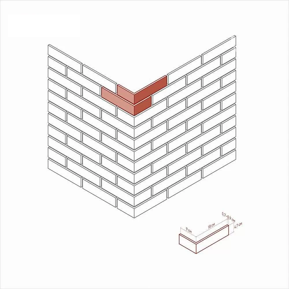 338-95 Йорк брик Design угол 8x17,5x4,7 White Hills