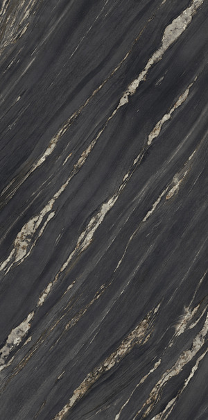 UM6L300674 TROPICAL BLACK Lucidato Shiny 6mm 300x150 Ariostea