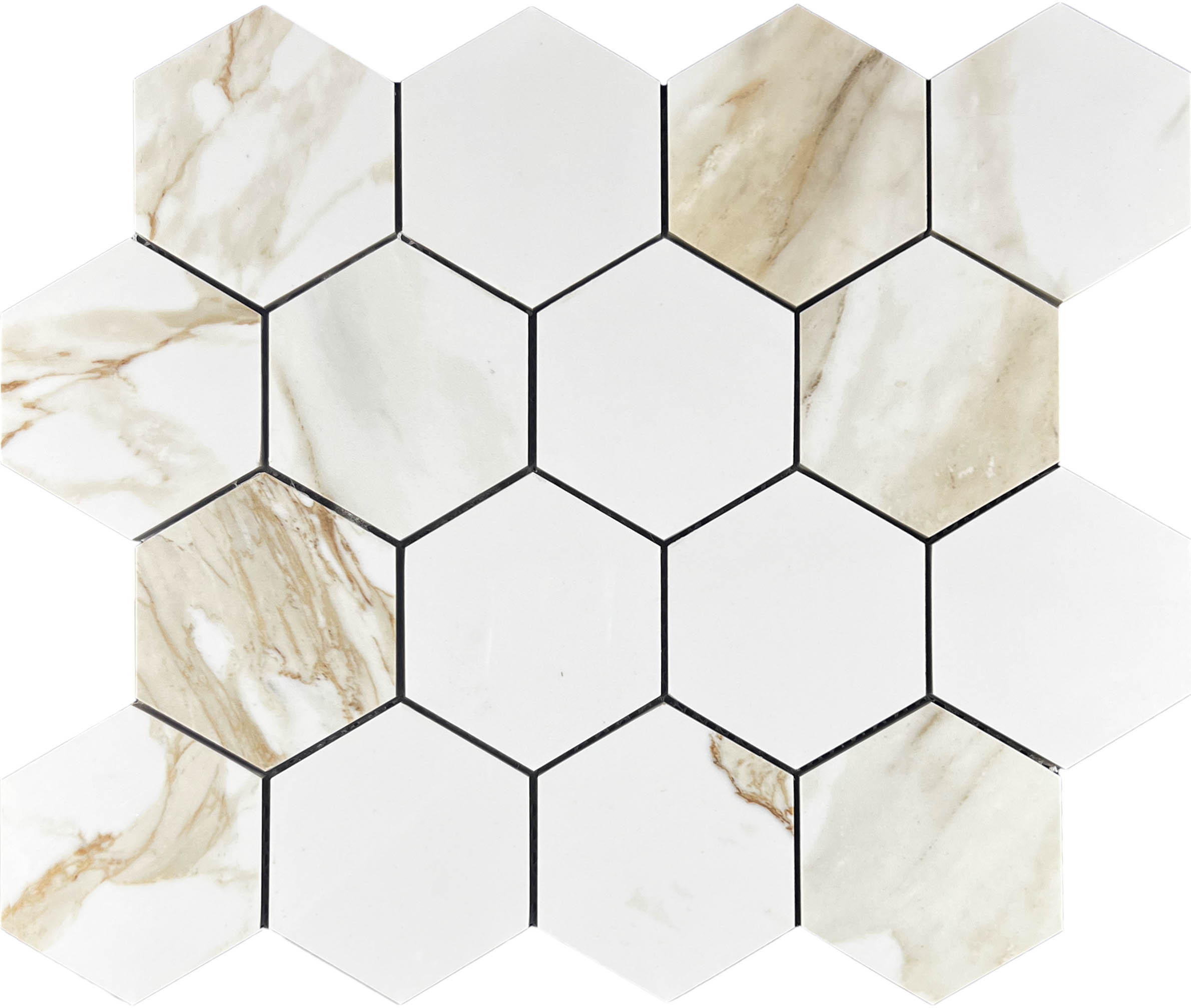 Mosaic Calacata Paonazzo 78 Hexagone 28x33 Velsaa