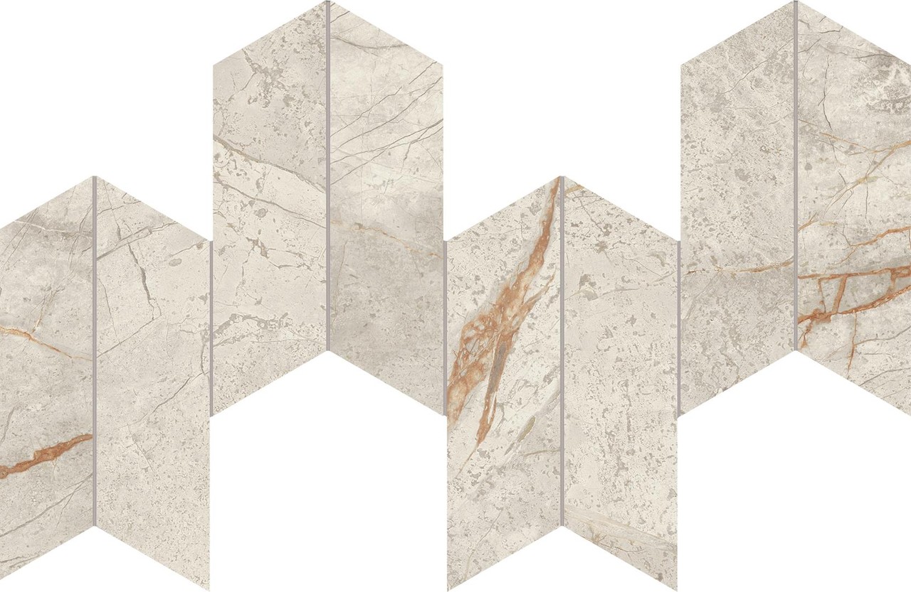 AYD4 Marvel Diva White Everest Mosaico Chevron Velvet 46,3х17,5 Atlas Concorde