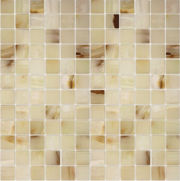 Pietrine Onice Jade Bianco POL 2.3x2.3 29.8x29.8 Caramelle Mosaic