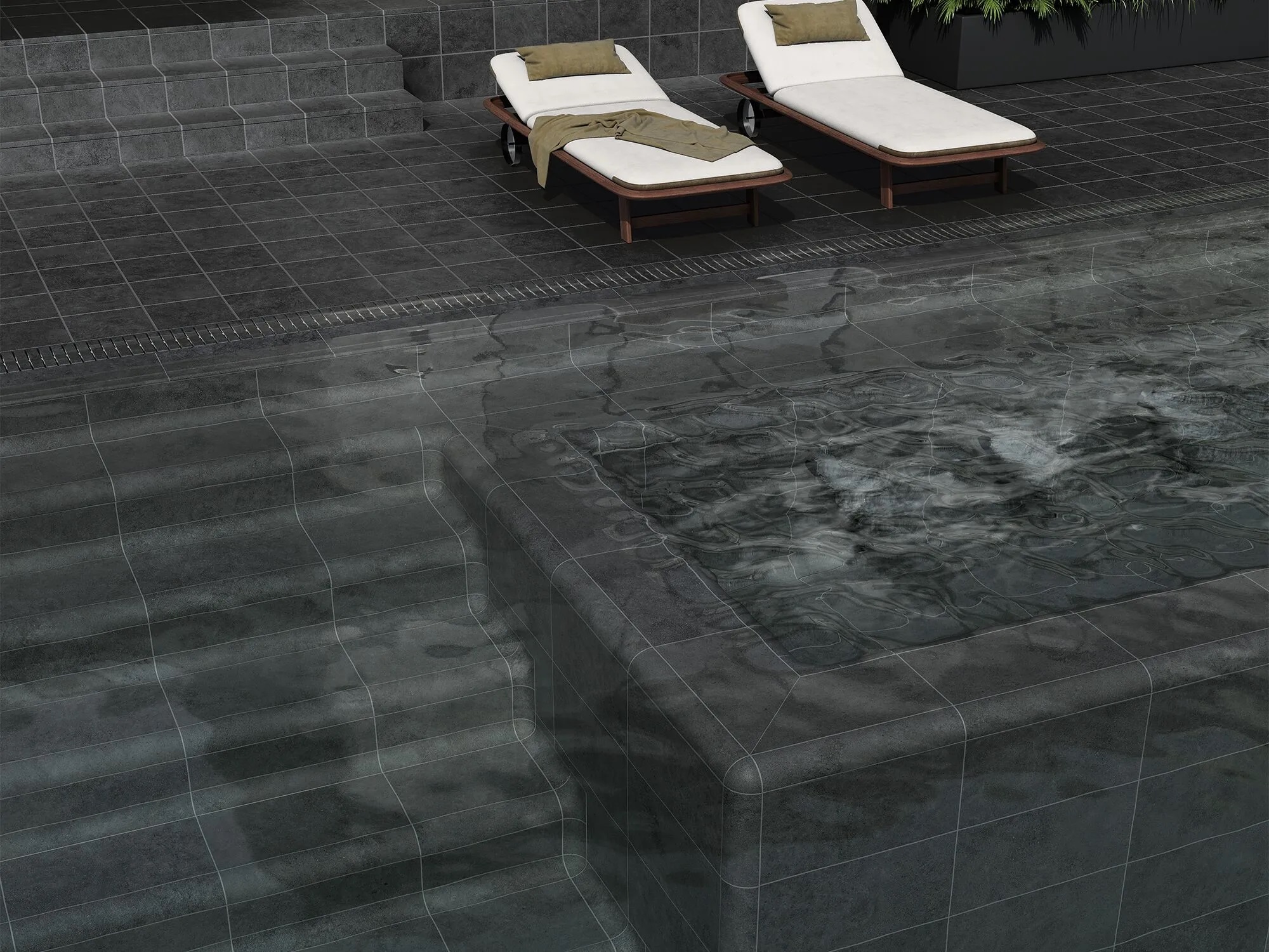 Ступень фронтальная Essenza С-3 Grafite Rect 33x120 Exagres