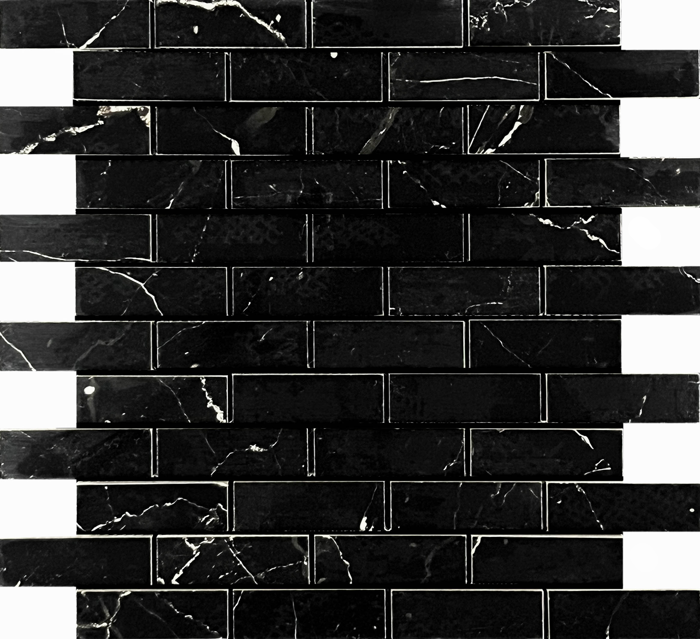 Mosaic Estrada Nero Brick bone 32.1x29.9 Velsaa