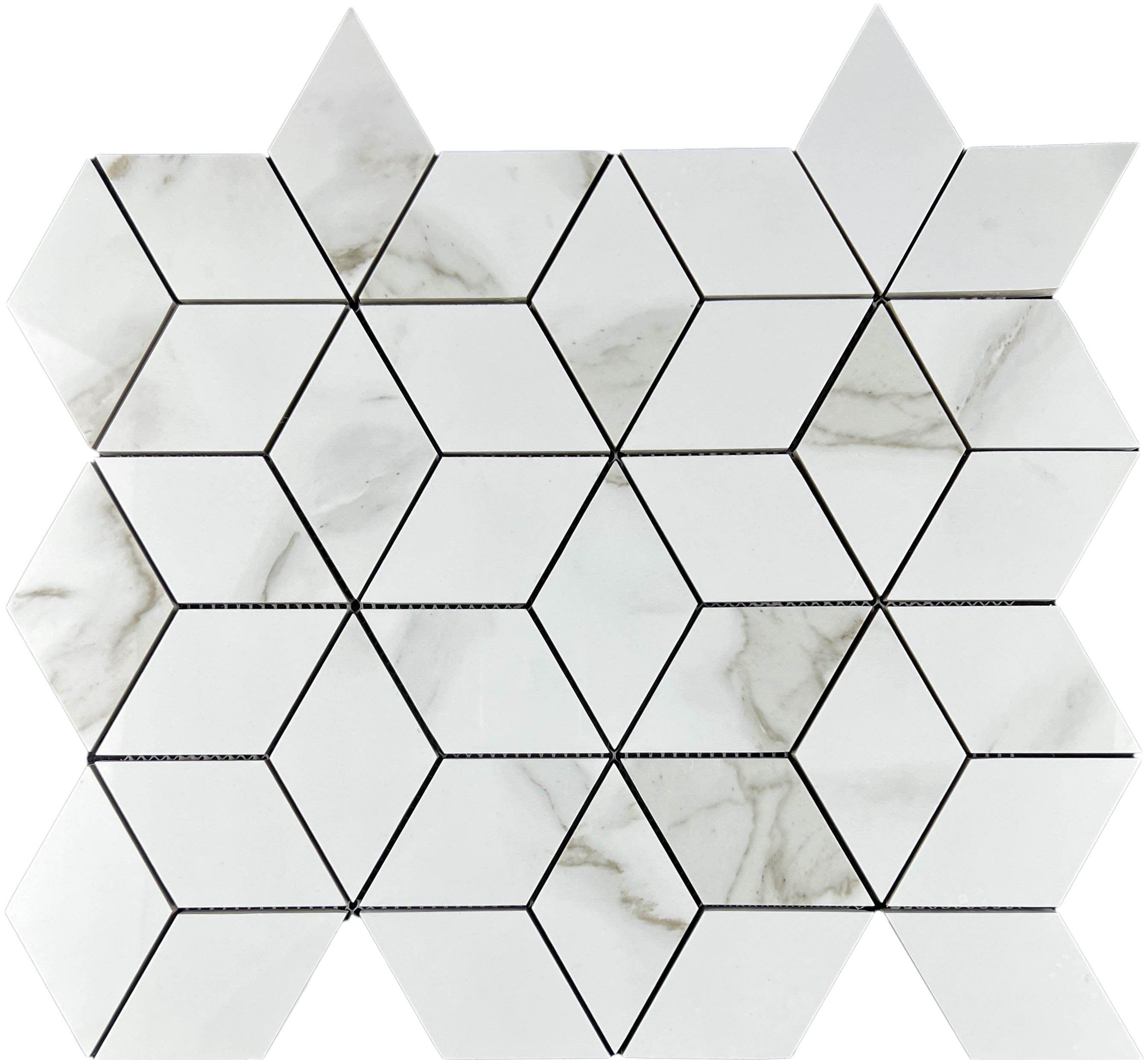 Mosaic Statuario Eva 3d diamond 37.1x34.7 Velsaa