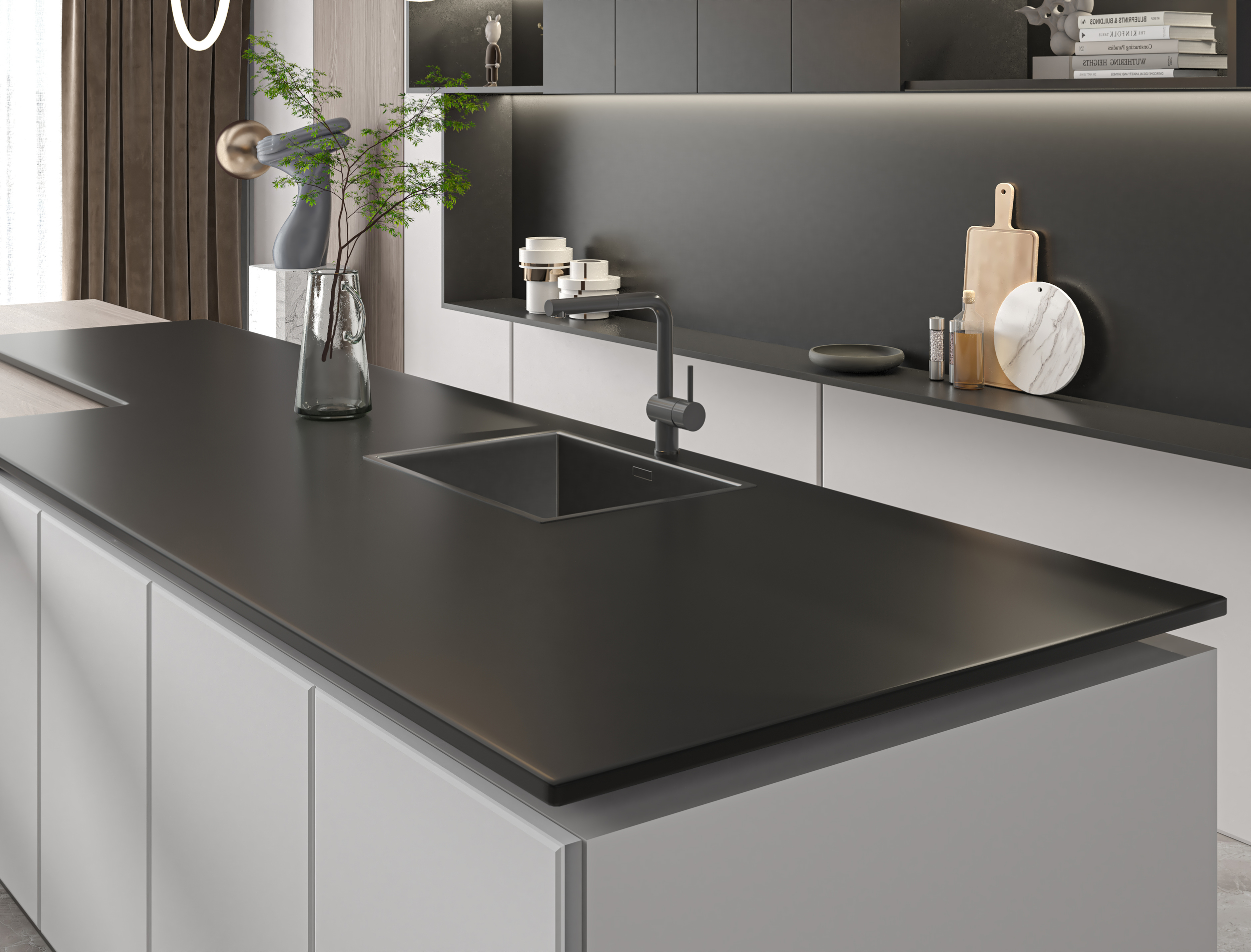 Black Aurora Спеченный камень сатин текстурированный 1600x3200x12 Delfone фото 3