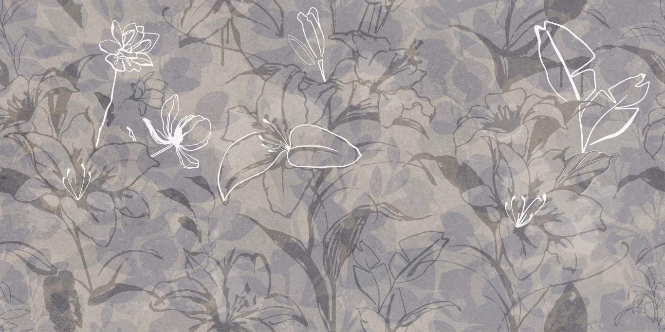 17551 Floresta цветы синий ректификат 60x120 Meissen