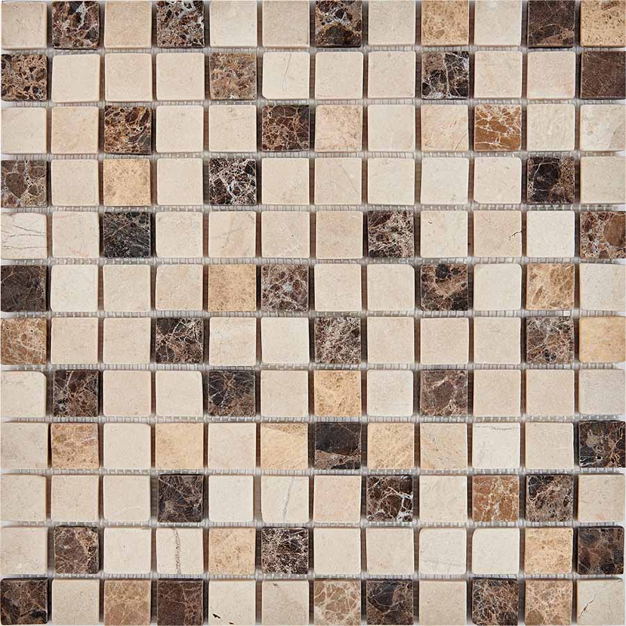 PIX272 Emperador Dark, light, Crema Nova из мрамора матовая 23x23 305х305x6 Pixmosaic