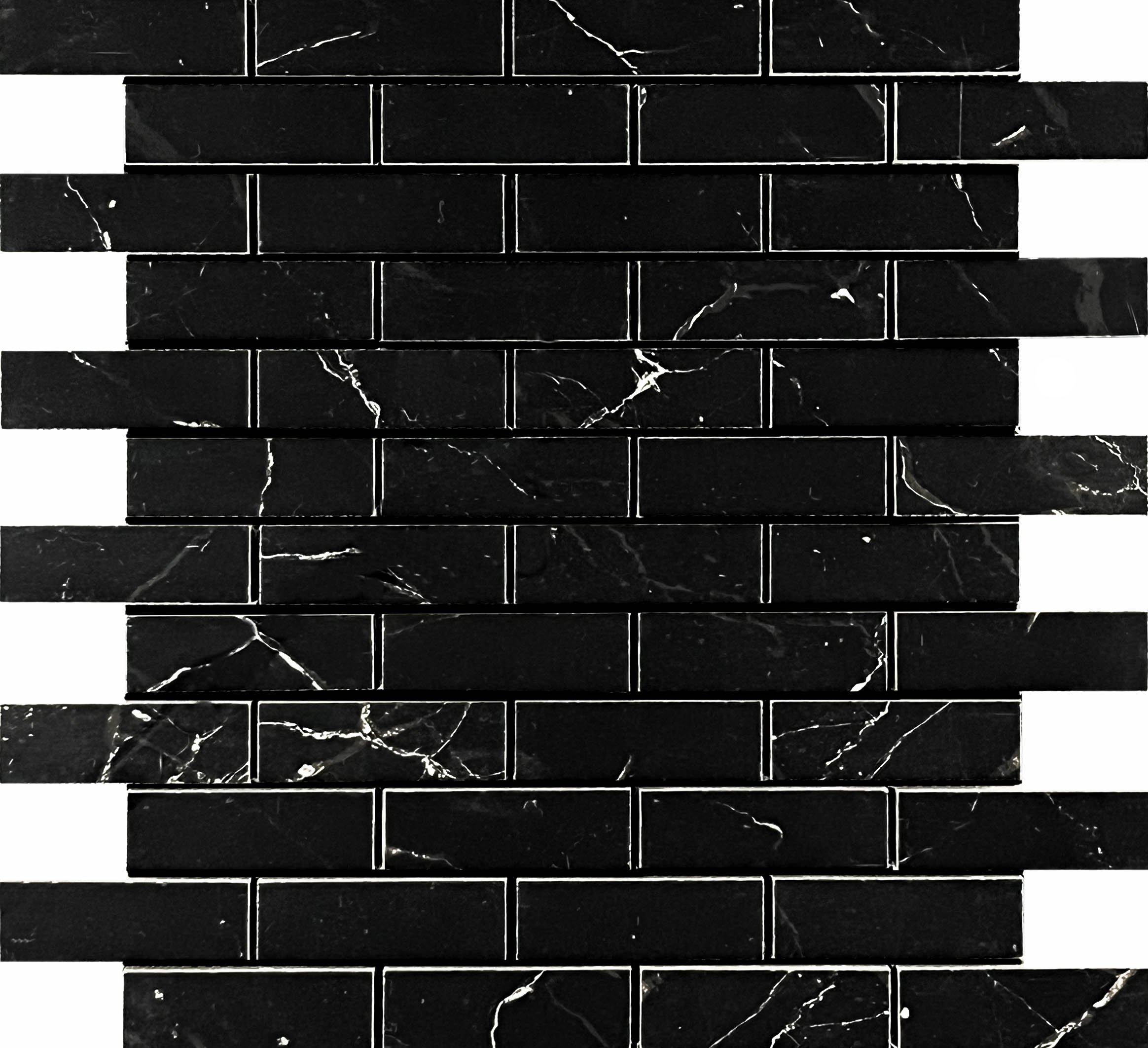 Mosaic Estrada Nero Brick bone 32.1x29.9 Velsaa