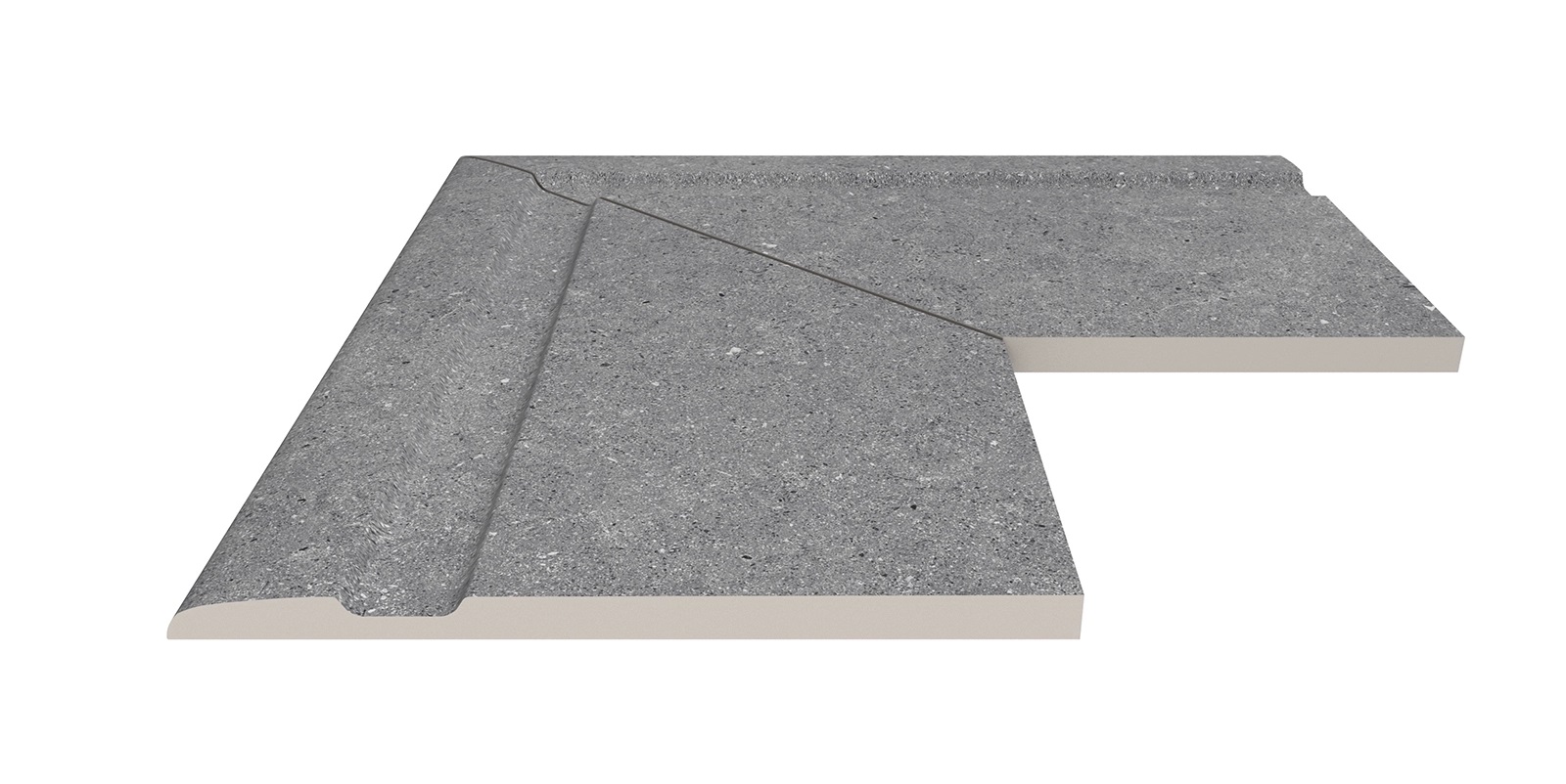 Угол фарфорового поручня наружный 90 Cement Grey 30x50 Serapool