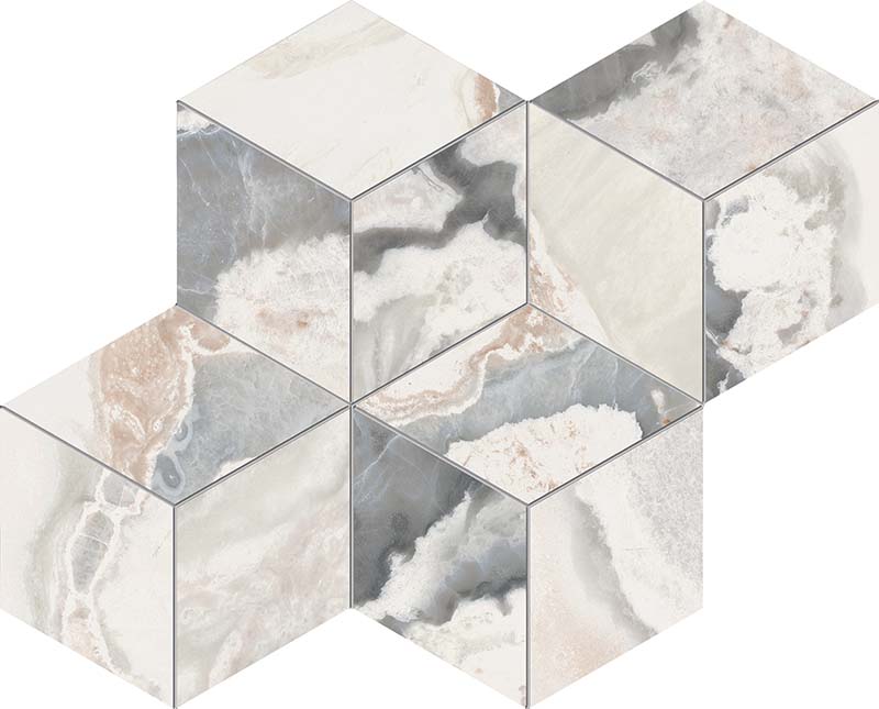 EB3O Calacatta San Babila Mosaico Rombi Lappato 30.5x35.2 Keope