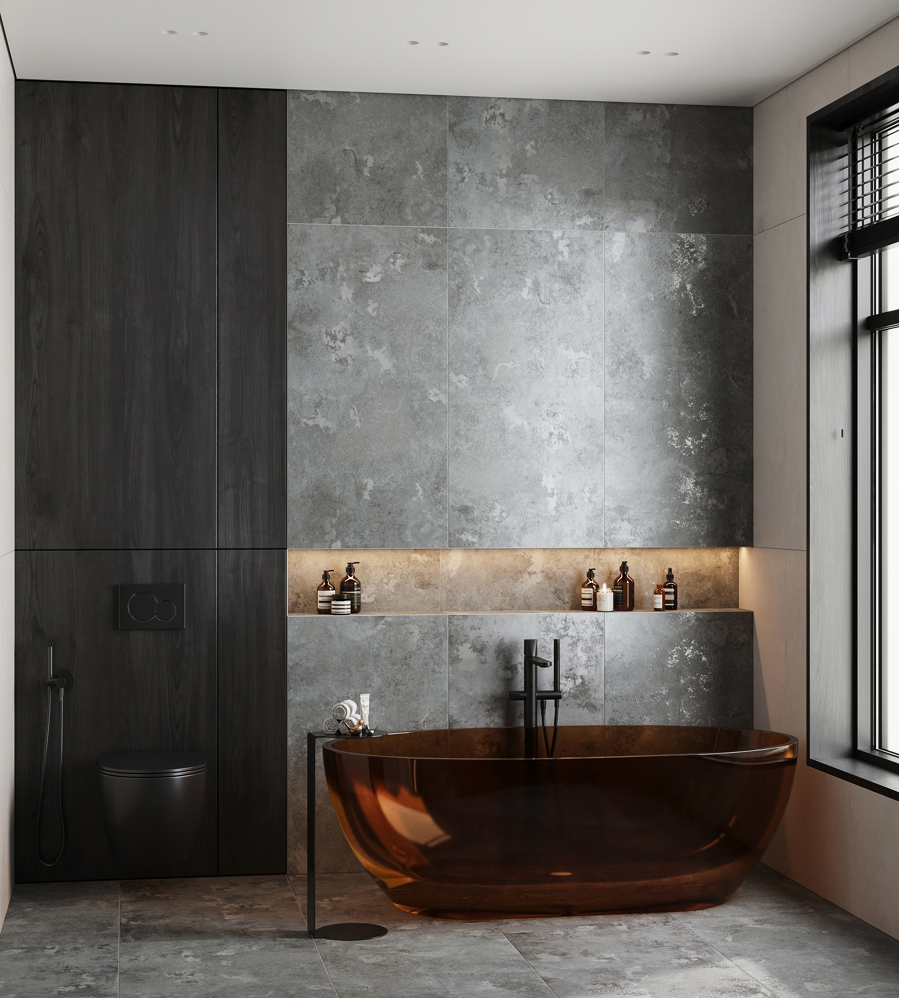 GI8002-A Eragon Dark Grey Matt Glossy Ink 60x120 Arcadia Ceramica