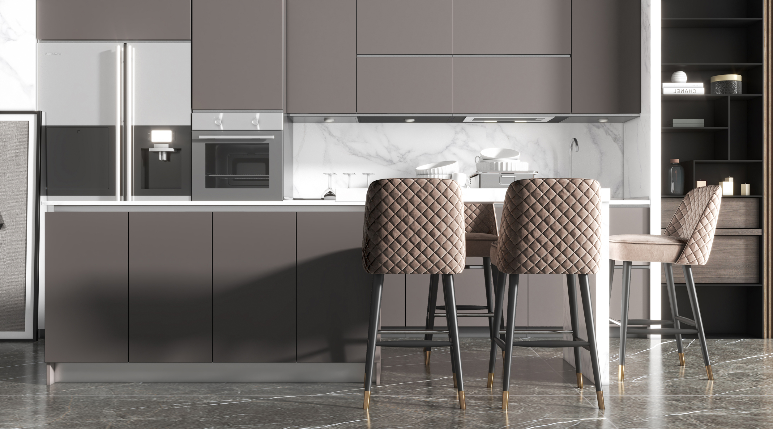 Khaki Gold Спеченный камень бархатный 1200x2700x6 Delfone фото 2