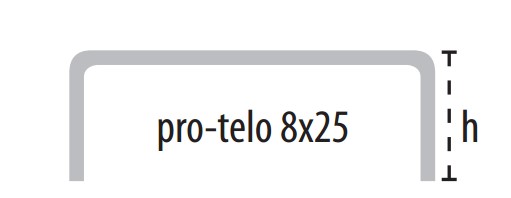 B72141320 Pro-telo Stainless Steel Squared chrome 25x8x2500 Butech