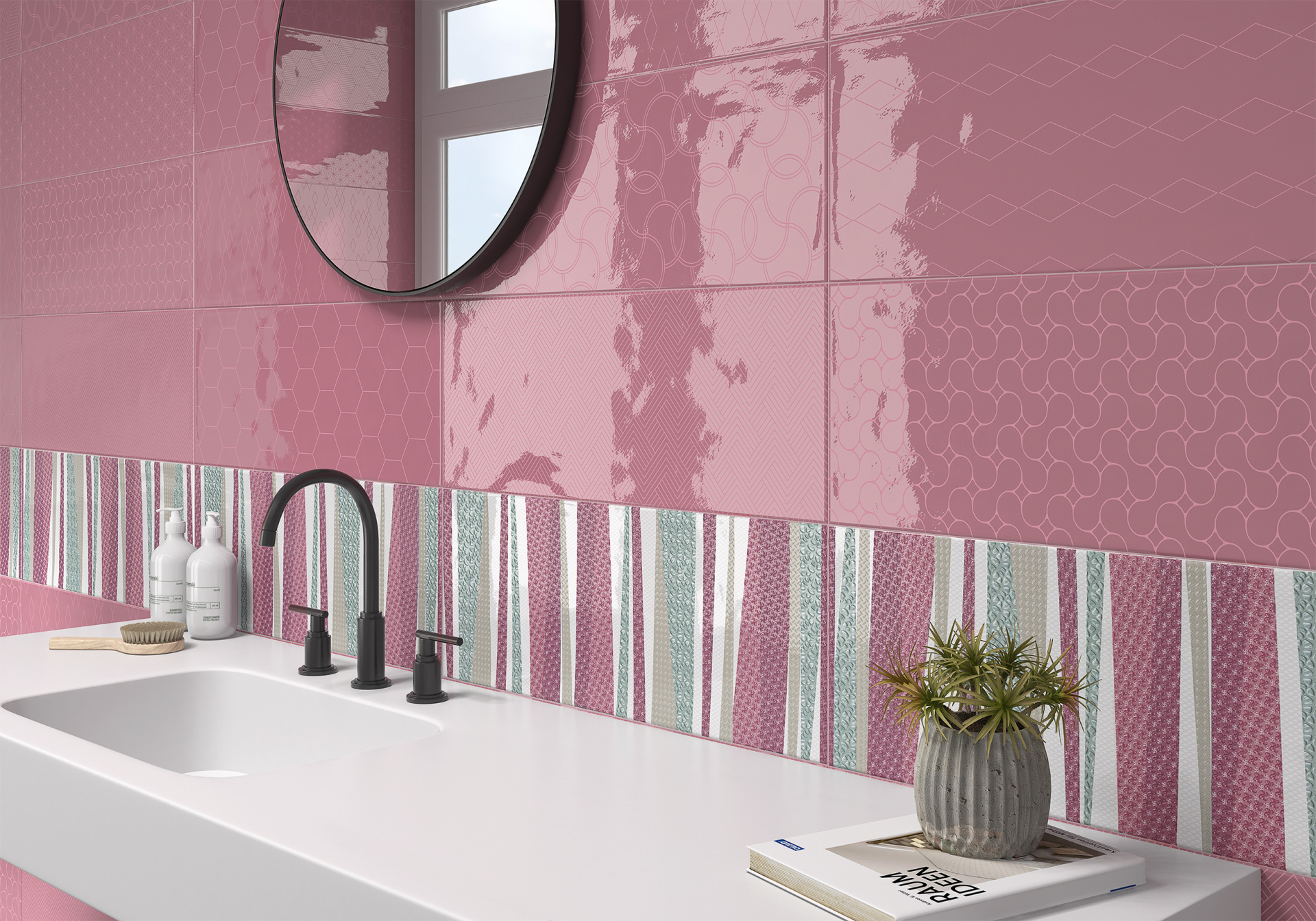 Rev. DECOR DIVERSO ROSA SLIMRECT PRI 25x65 Azulev