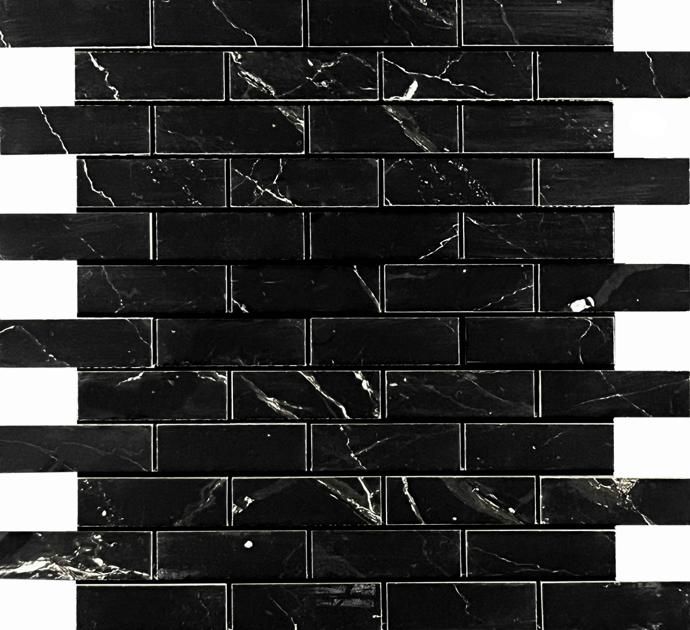 Mosaic Estrada Nero Brick bone 32.1x29.9 Velsaa