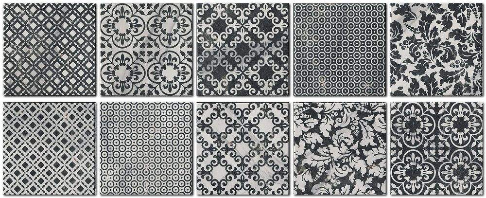 fLZM Roma Deco 20 Statuario Grafitte 20x20 FAP Ceramiche